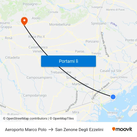 Aeroporto Marco Polo to San Zenone Degli Ezzelini map