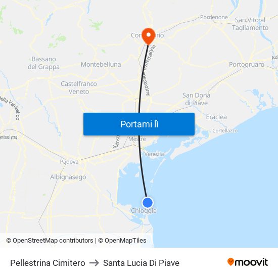 Pellestrina Cimitero to Santa Lucia Di Piave map