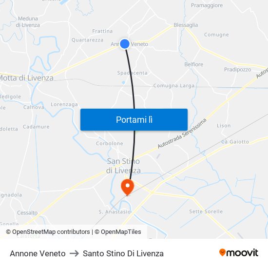 Annone Veneto to Santo Stino Di Livenza map