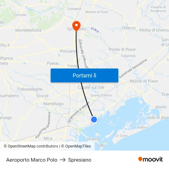 Aeroporto Marco Polo to Spresiano map