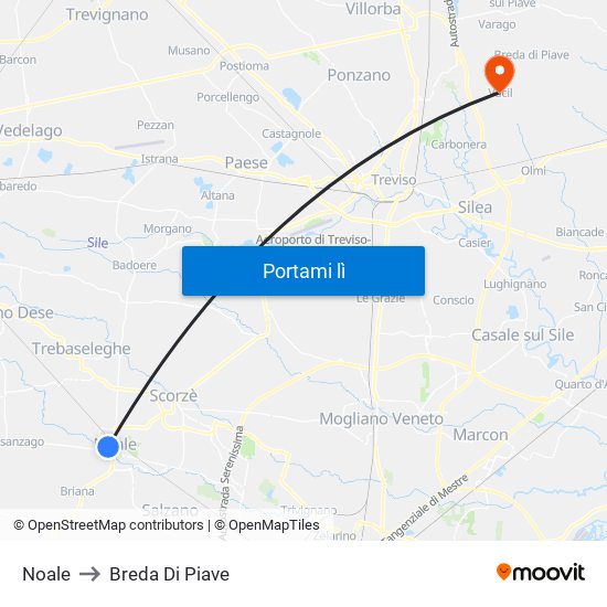 Noale to Breda Di Piave map