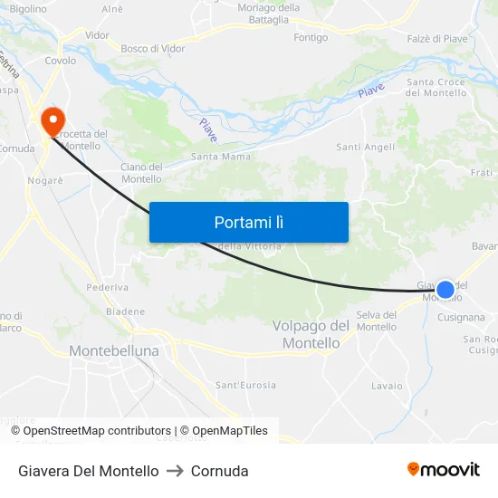 Giavera Del Montello to Cornuda map