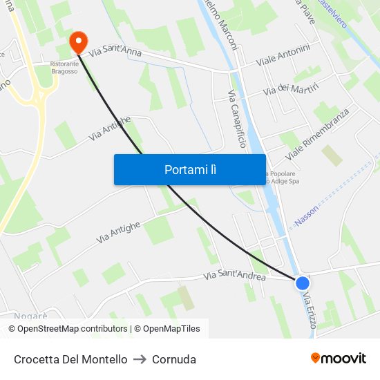 Crocetta Del Montello to Cornuda map