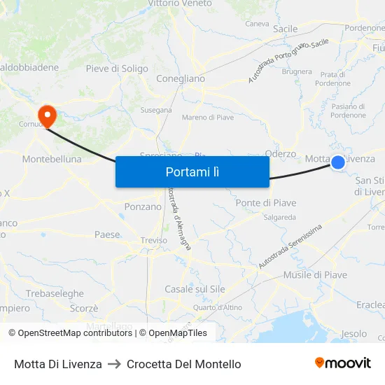 Motta Di Livenza to Crocetta Del Montello map