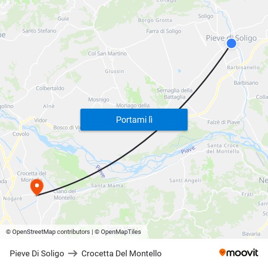 Pieve Di Soligo to Crocetta Del Montello map