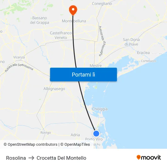 Rosolina to Crocetta Del Montello map