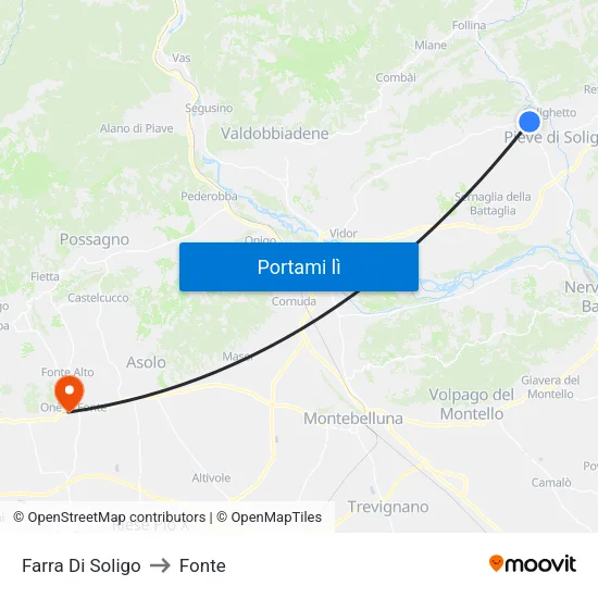 Farra Di Soligo to Fonte map