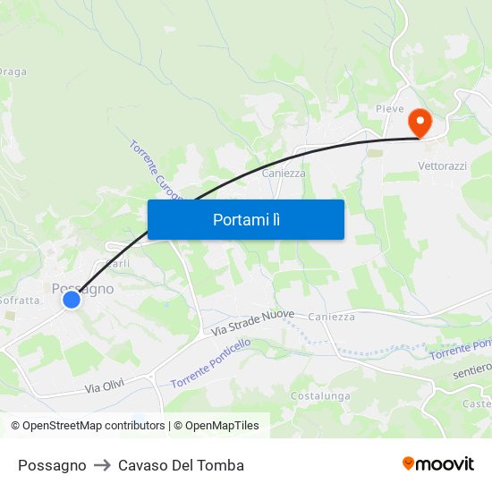 Possagno to Cavaso Del Tomba map