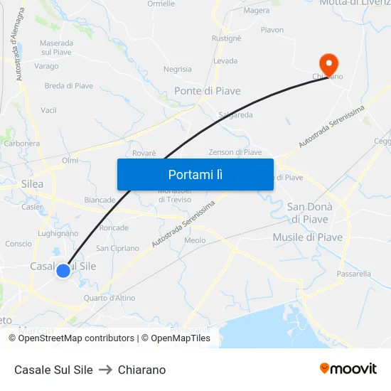Casale Sul Sile to Chiarano map