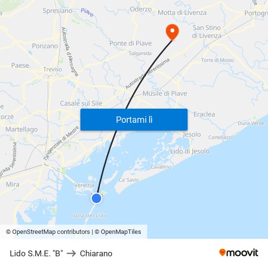 Lido S.M.E. "B" to Chiarano map