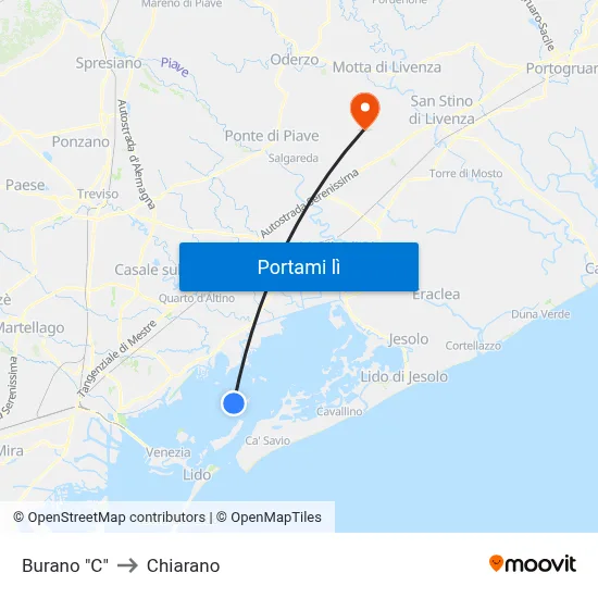 Burano "C" to Chiarano map