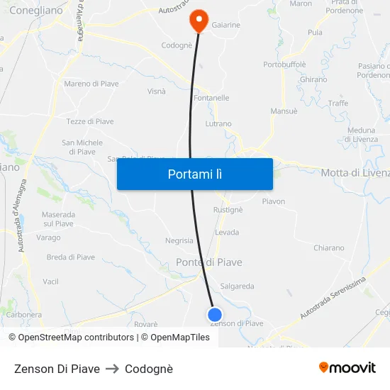 Zenson Di Piave to Codognè map