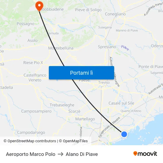Aeroporto Marco Polo to Alano Di Piave map