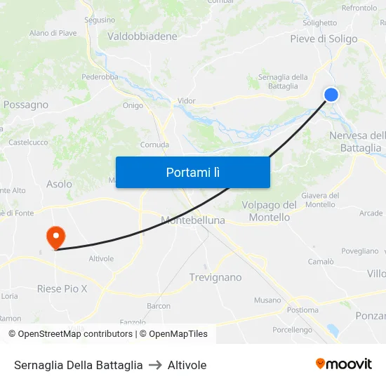 Sernaglia Della Battaglia to Altivole map