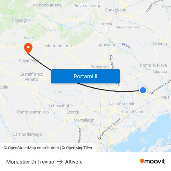 Monastier Di Treviso to Altivole map