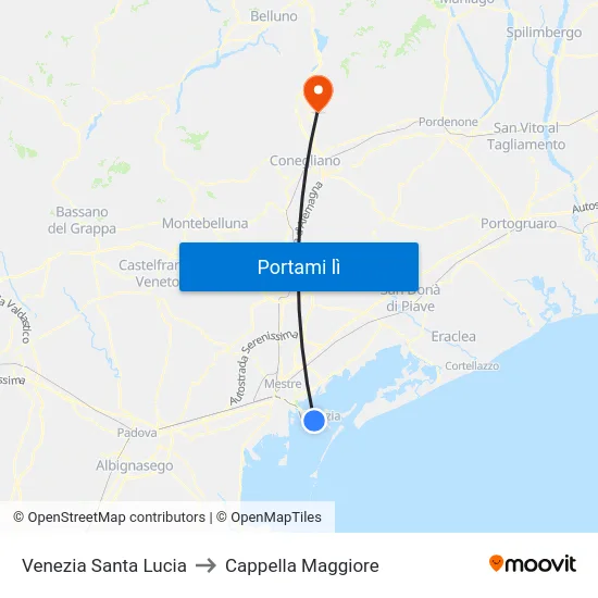 Venezia Santa Lucia to Cappella Maggiore map