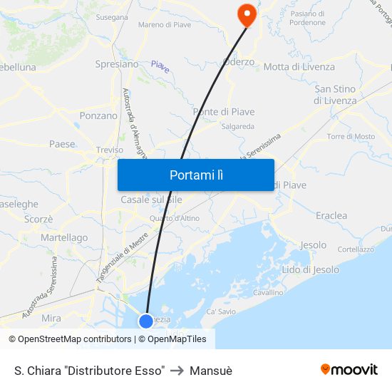 S. Chiara "Distributore Esso" to Mansuè map