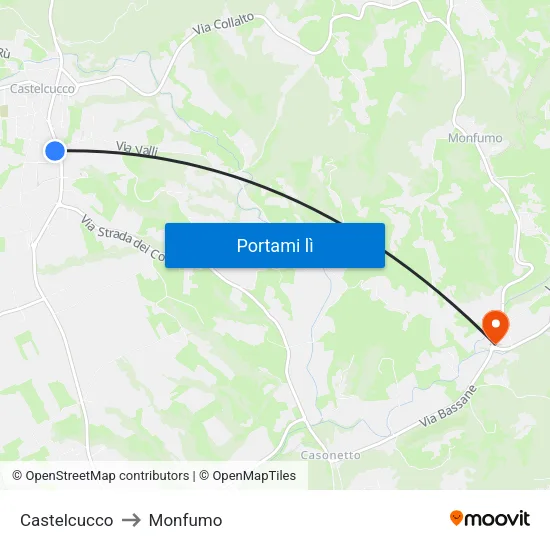 Castelcucco to Monfumo map