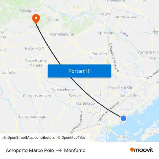 Aeroporto Marco Polo to Monfumo map
