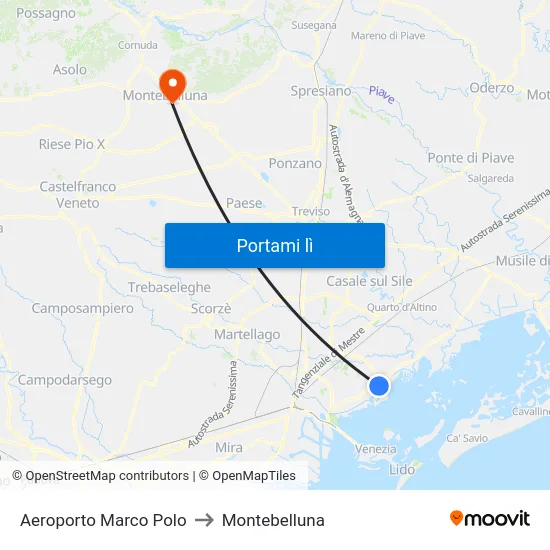 Aeroporto Marco Polo to Montebelluna map