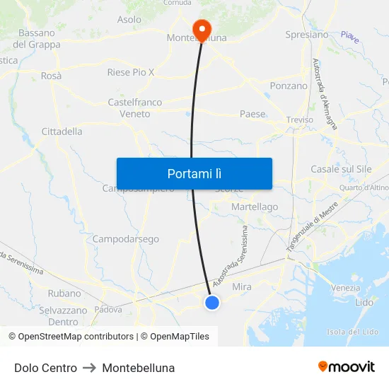 Dolo Centro to Montebelluna map
