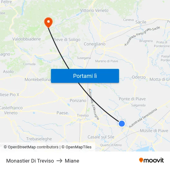 Monastier Di Treviso to Miane map