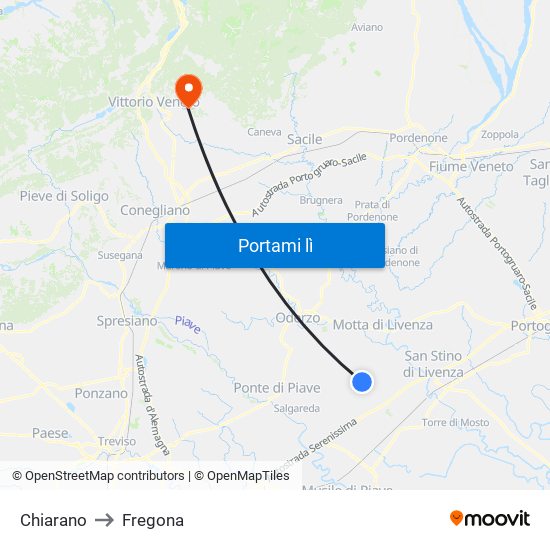 Chiarano to Fregona map