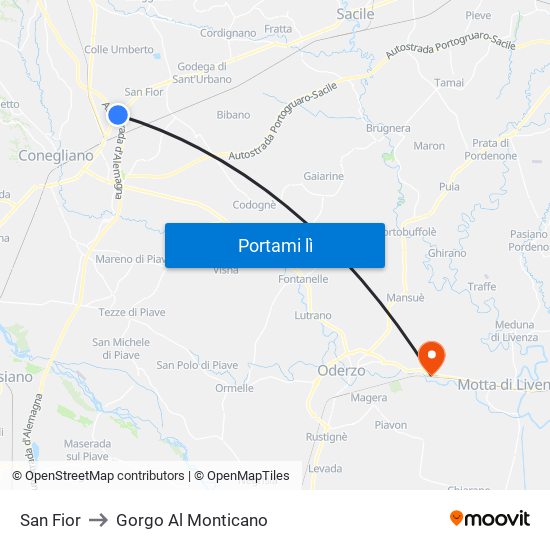 San Fior to Gorgo Al Monticano map