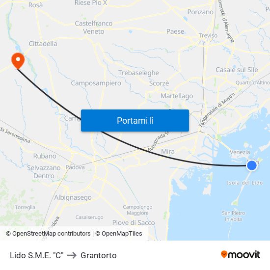 Lido S.M.E. "C" to Grantorto map