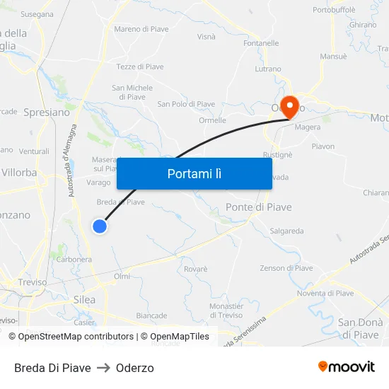 Breda Di Piave to Oderzo map