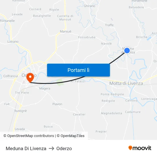 Meduna Di Livenza to Oderzo map