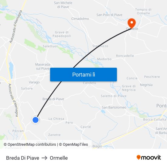 Breda Di Piave to Ormelle map