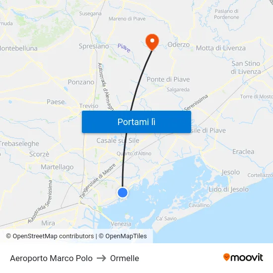 Aeroporto Marco Polo to Ormelle map
