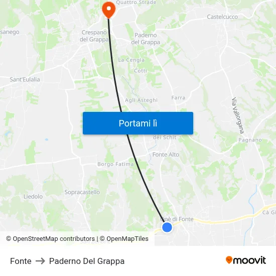 Fonte to Paderno Del Grappa map
