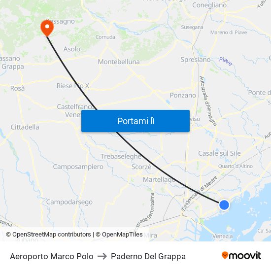 Aeroporto Marco Polo to Paderno Del Grappa map