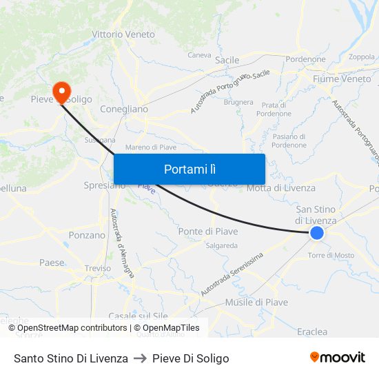 Santo Stino Di Livenza to Pieve Di Soligo map