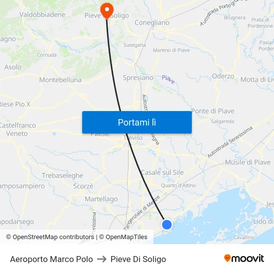 Aeroporto Marco Polo to Pieve Di Soligo map