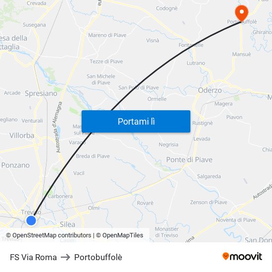 FS Via Roma to Portobuffolè map