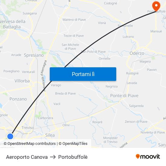 Aeroporto Canova to Portobuffolè map