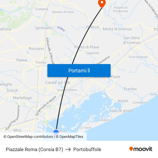 Piazzale Roma (Corsia B7) to Portobuffolè map