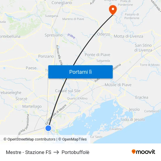 Mestre - Stazione FS to Portobuffolè map