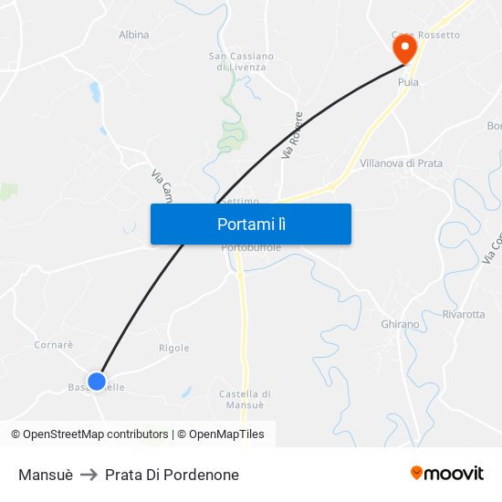 Mansuè to Prata Di Pordenone map