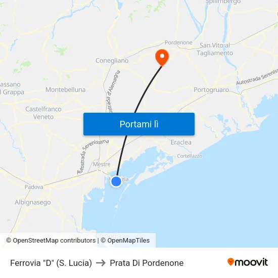 Ferrovia "D" (S. Lucia) to Prata Di Pordenone map