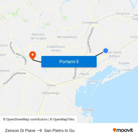 Zenson Di Piave to San Pietro In Gu map