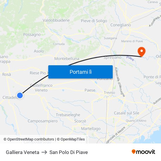 Galliera Veneta to San Polo Di Piave map
