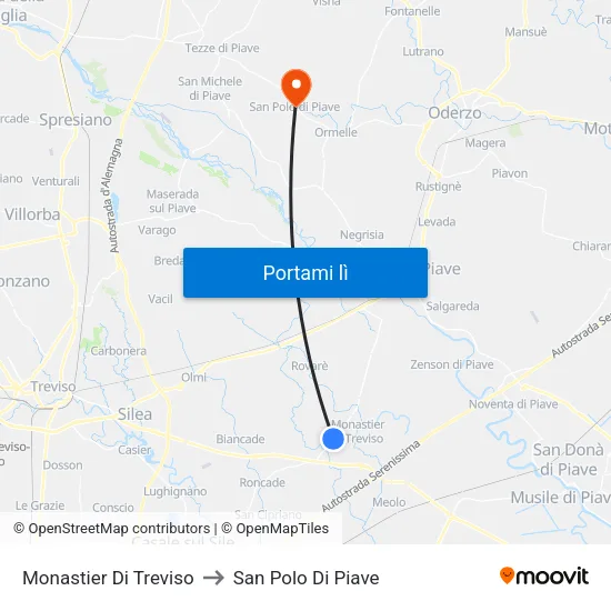 Monastier Di Treviso to San Polo Di Piave map