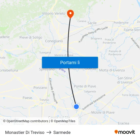 Monastier Di Treviso to Sarmede map
