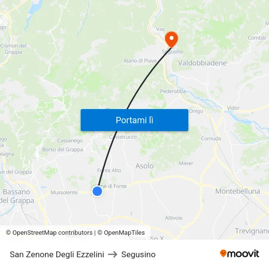 San Zenone Degli Ezzelini to Segusino map