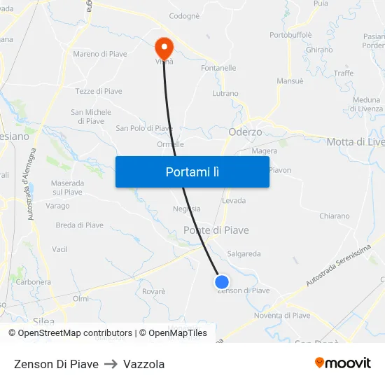 Zenson Di Piave to Vazzola map