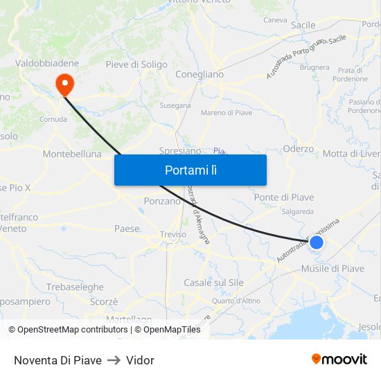 Noventa Di Piave to Vidor map